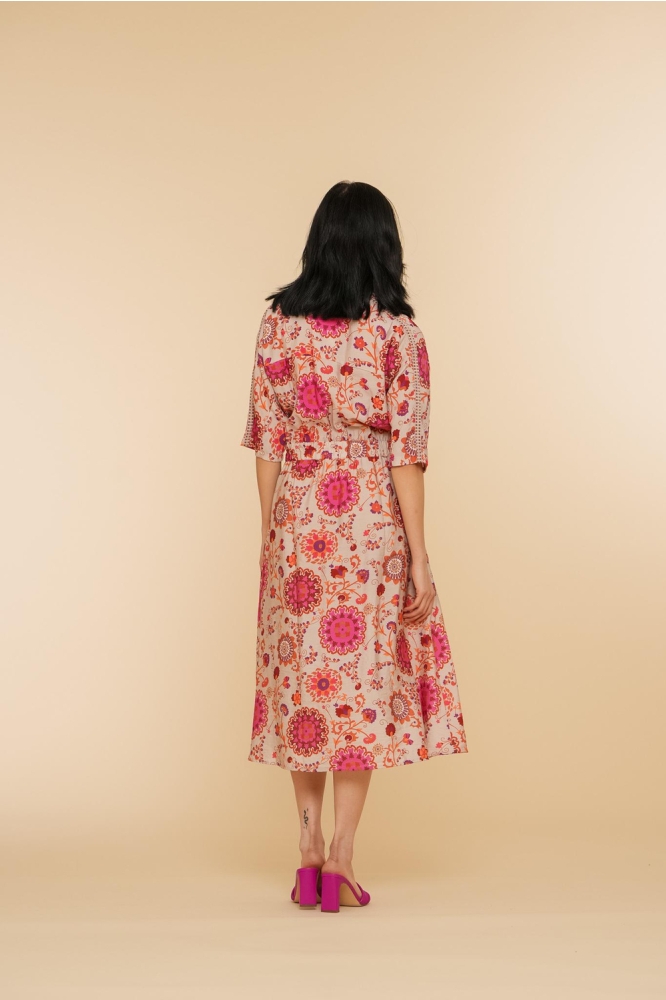 JURK MET BLOEMENPRINT 47224 20 720 sand/fuchsia/brown